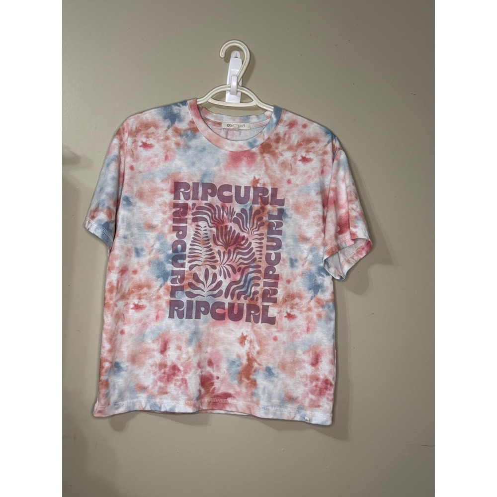 Rip Curl Tie Dye Graphic Tee Pink Blue Short Sleeve Surf T-Shirt M #Surfer